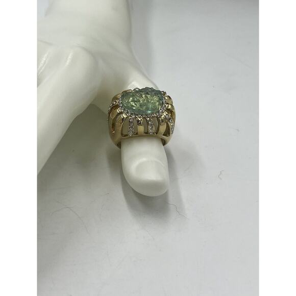 Kara Ross Goldtone Simulated Drusy & Crystal High Profile Gold Tone Ring Size 9 - Picture 4 of 12